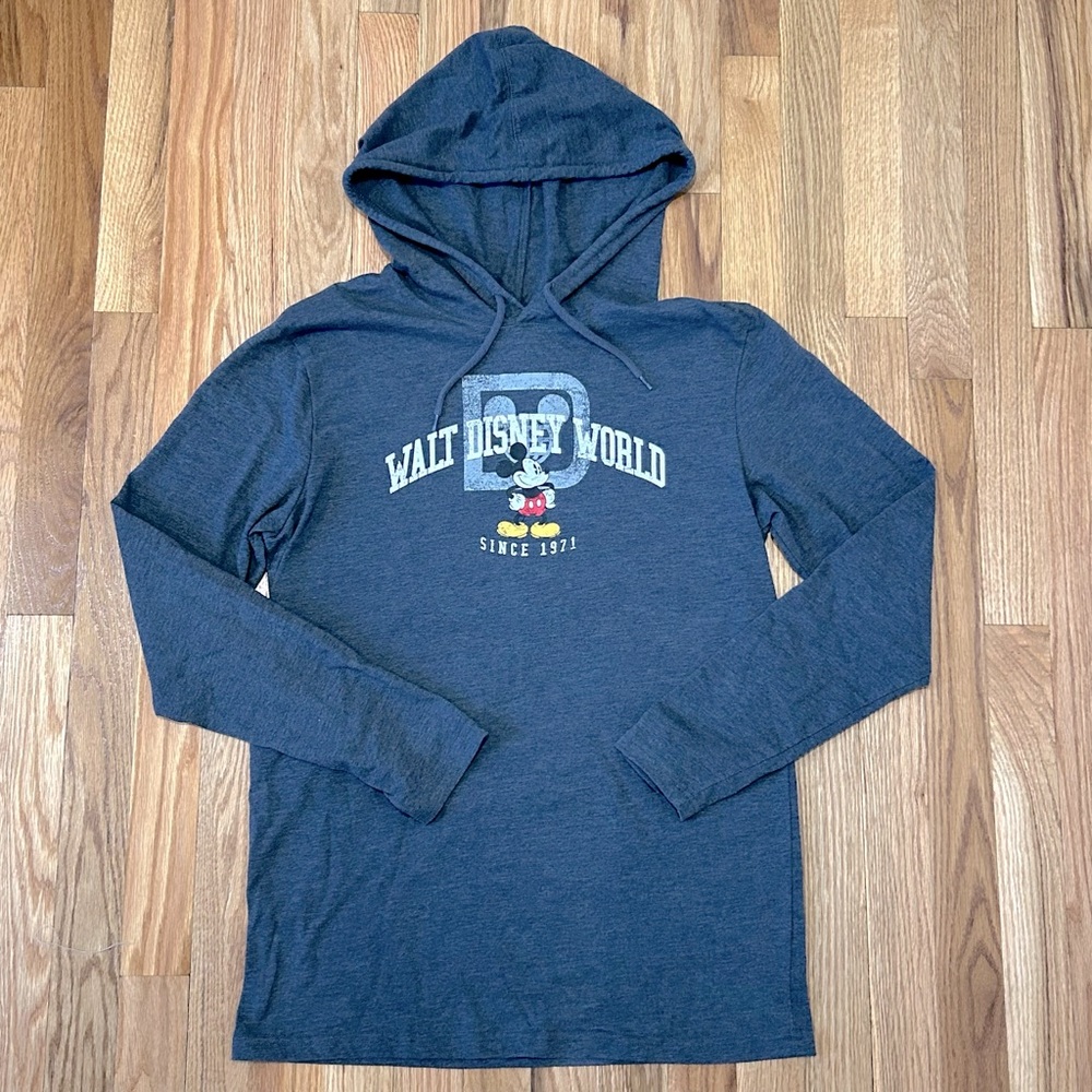 Walt Disney World Mickey Mouse Hooded Sweatshirt Blue Small Long Sleeved Shirt